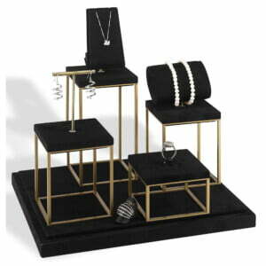 Stelo 90-14 Vetrina in metallo oro e microfibra Oro e Nero