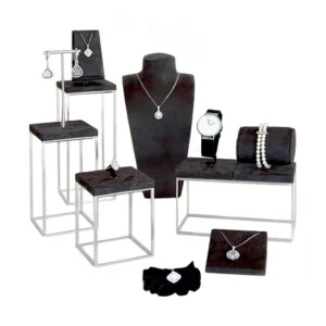 Vetrina per gioielli in metallo e microfibra Nero Stelo 90-17