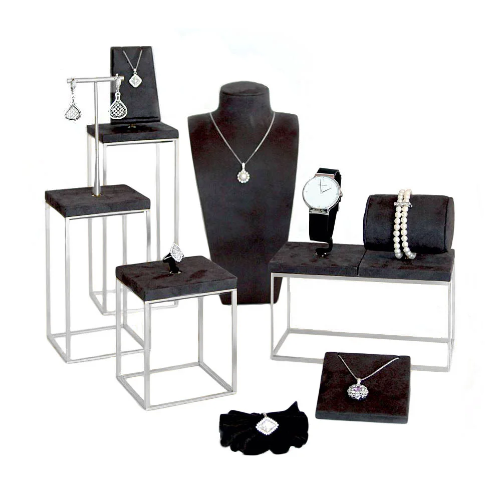 Vetrina per gioielli in metallo e microfibra Nero Stelo 90-17