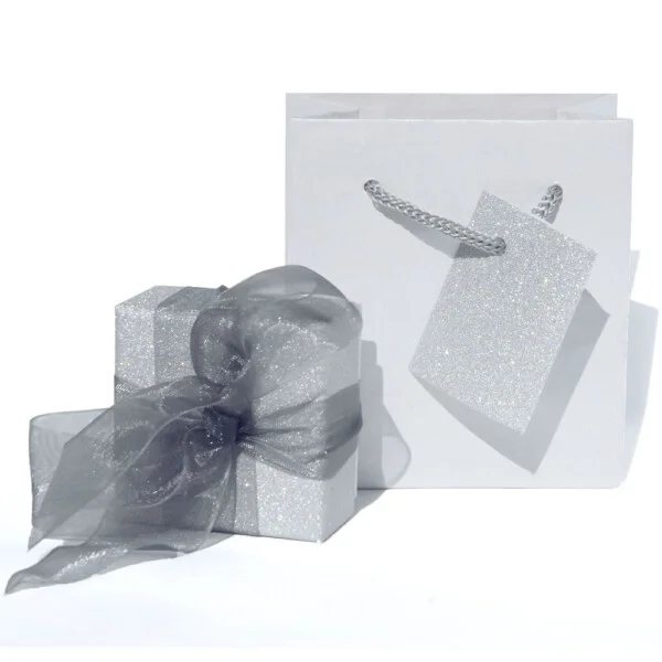 Glam M2 Astuccio con shopper multifunzione Argento Glitter e Bianco