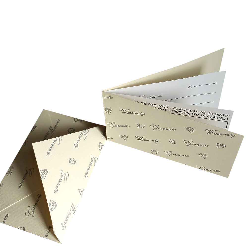 Letterina Garanzie personalizzabili per gioielli con Busta in cartoncino Avorio