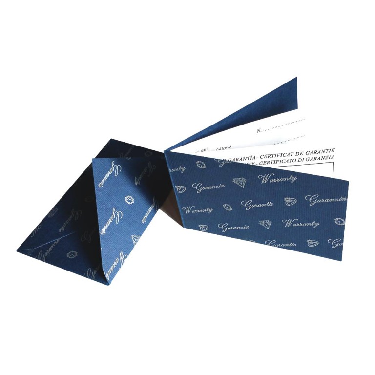 Letterina Garanzie personalizzabili per gioielli con Busta in cartoncino Blu