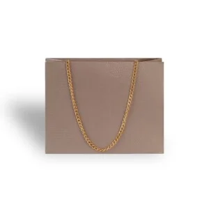 Shopper Plastificata Lucida Platino Catenella Lucertola M20