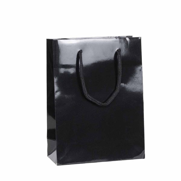 Shopper Plastificata Lucida Nero Flat Luce M18
