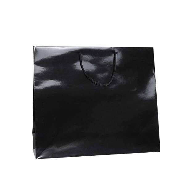 Shopper Plastificata Lucida Nero Flat Luce M35