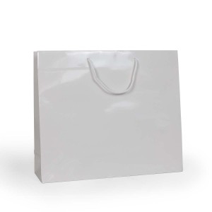 Shopper Plastificata Lucida Bianco Flat Luce M35