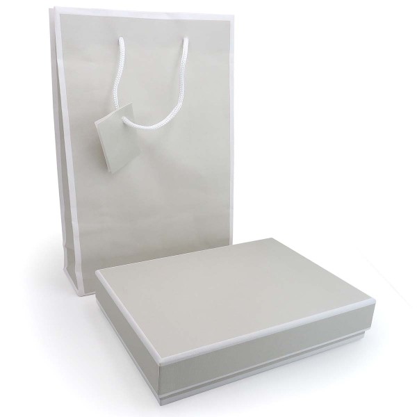 Astuccio con shopper per collana Grigio e Bianco Isola M5
