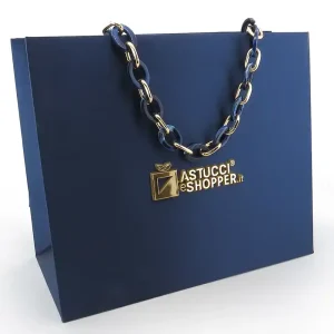 Shopper Plastificata Tessuto Blu Serica M26