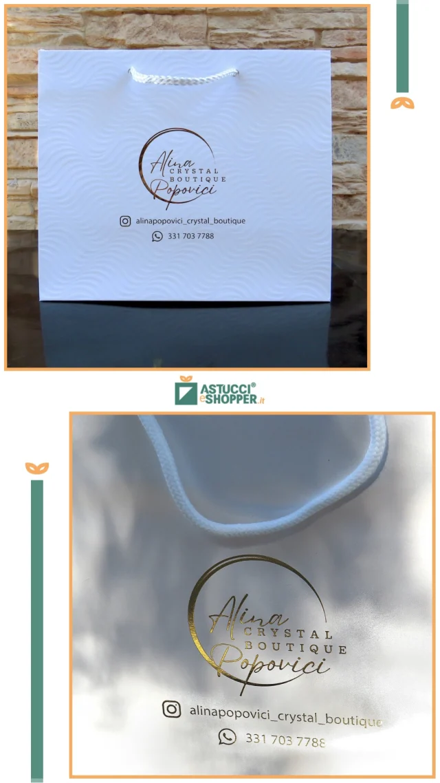 Shopper plastificate personalizzate con stampa a caldo per il brand di creazioni artigianali "ALINA POPOVICI CRYSTAL BOUTIQUE".
Richiedi anche tu una consulenza gratuita personalizzata per il tuo packaging, contattaci adesso 👉 link in bio.
.
.
.#astuccieshopper #shopperpersonalizzate #stampaacaldo #shopperplastificate #packagingpersonalizzato #packagingsumisura